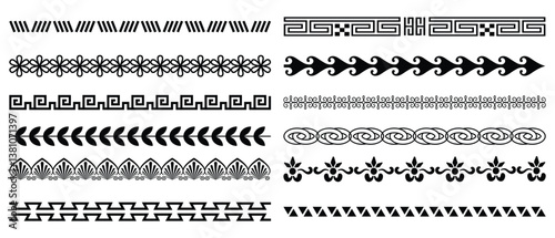 Decorative seamless borders vintage design elements set	