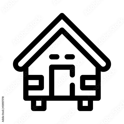 bungalow house line icon