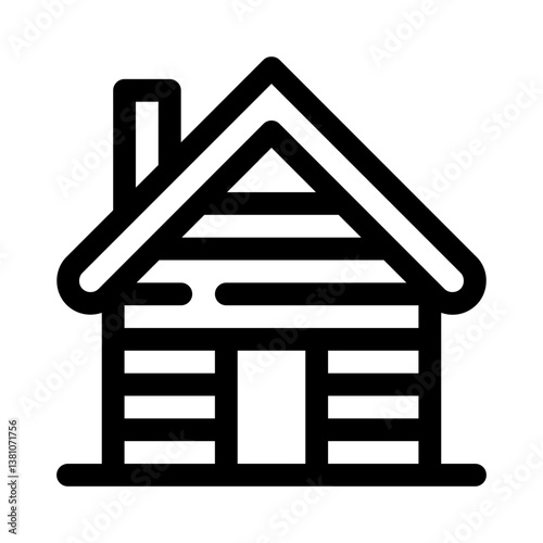 log cabin line icon