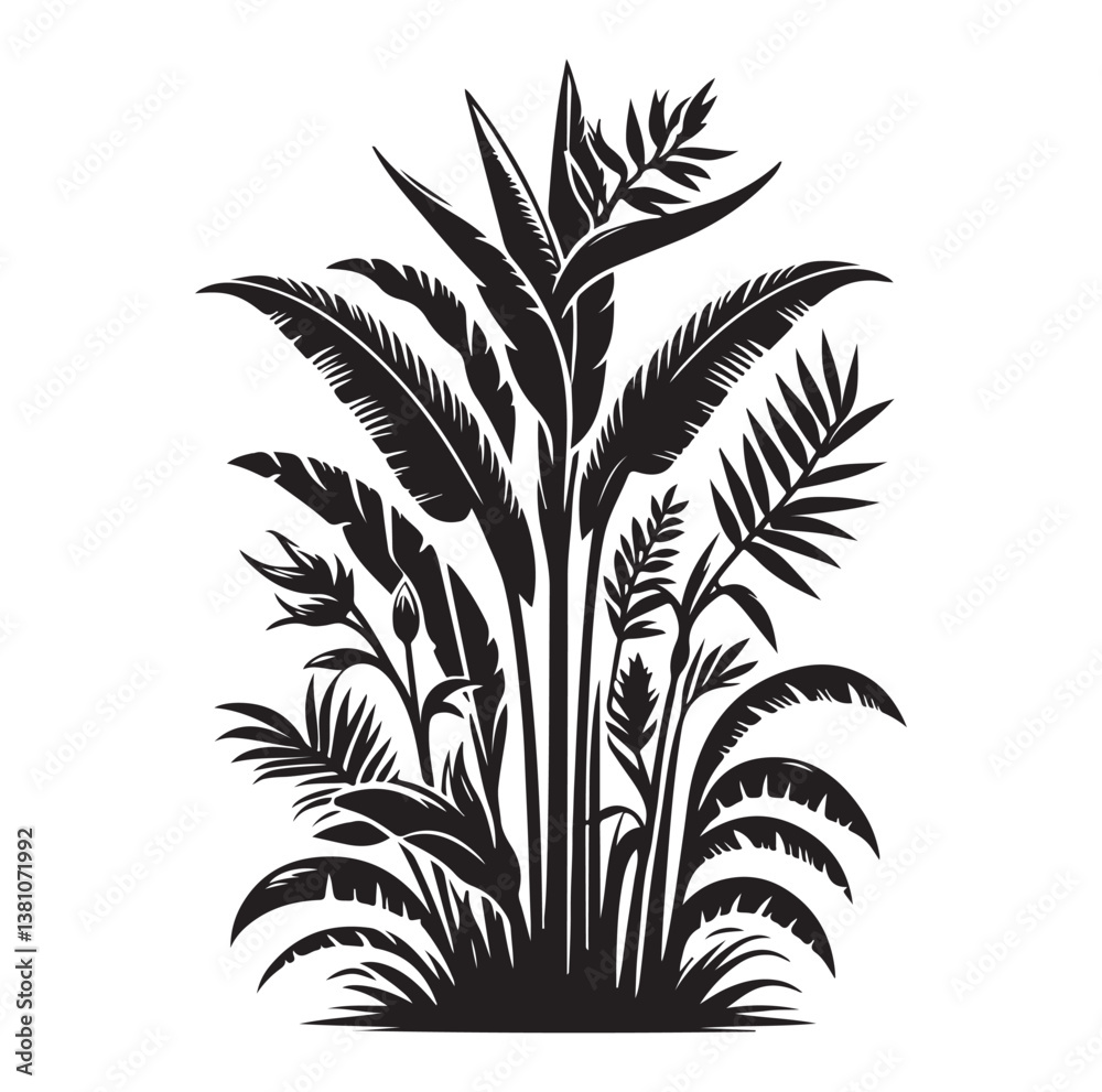 Naklejka premium Black Plants Icons Set. Vector Illustration.