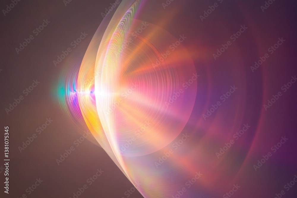 Obraz premium A gentle, swirling light pattern with a faint, multi-colored flare effect, floating in the midst of a dark, smooth gradient background.