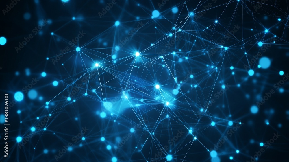 Abstract network connections with glowing blue nodes and lines in a futuristic background Abstract network connections with glowing blue nodes and lines in a futuristic background