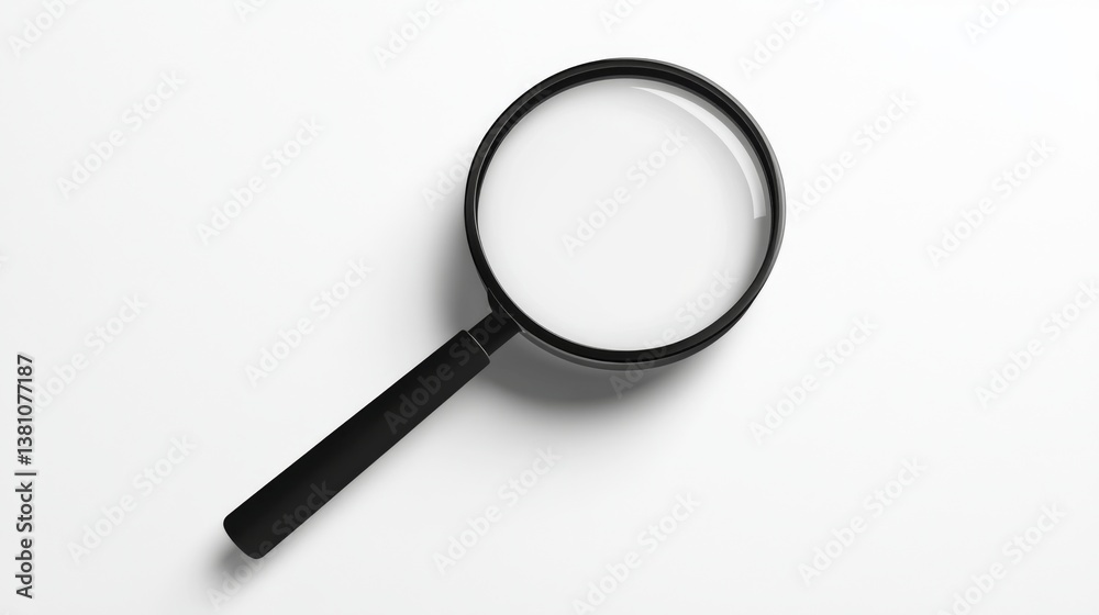 Magnifying glass on white background for exploration concept and detailed analysis projects Magnifying glass on white background for exploration concept and detailed analysis projects