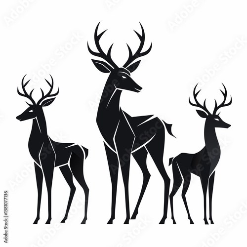 set of deer silhouettes