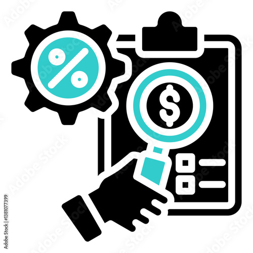 Financial Ratio Icon Financial Projection and Management Glyph Dual Tone Design Vector Concept