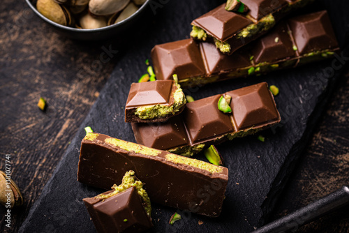 Dubai chocolate with kadayif pistachio filling