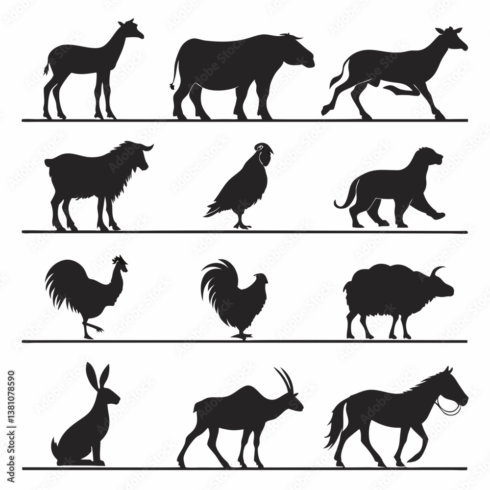 Obraz premium animals silhouettes vector