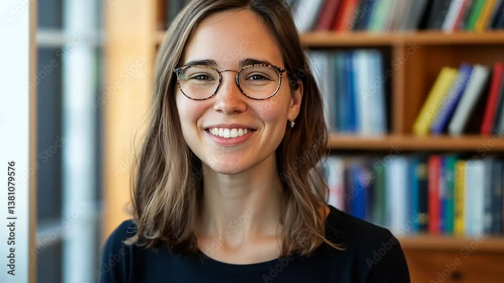 Young Woman Enjoys Language Learning Through Online Course Generative AI