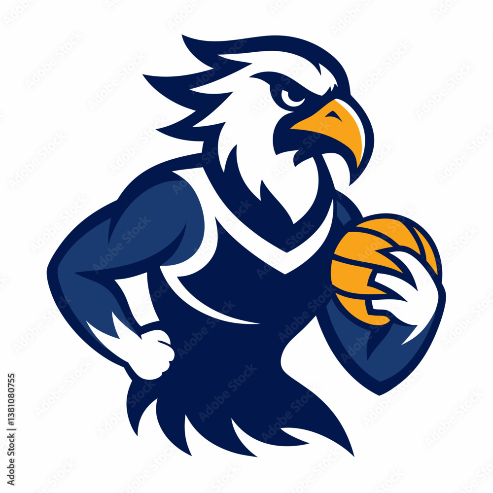 Naklejka premium eagle cartoon with blue background