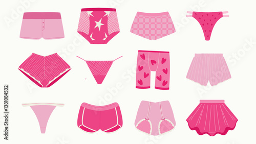 A set of pink underpants. Romantic underwear.