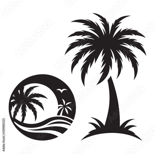 Palm tree silhouettes vector illustration.