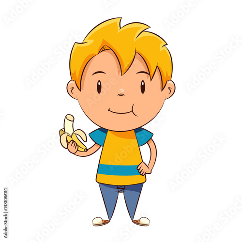 Kid eating banana