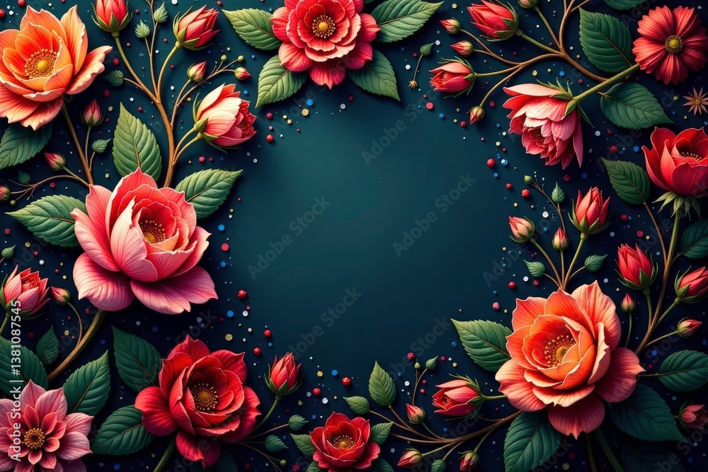 Intricate floral tapestry pattern in rich jewel tones , rich, interior