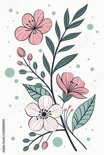 A beautifully arranged floral border design featuring delicate flowers and leaves along the edges of a 3x4 paper sheet. The center remains blank, ideal for invitations, greeting cards, and creative pr