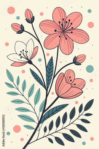 A beautifully arranged floral border design featuring delicate flowers and leaves along the edges of a 3x4 paper sheet. The center remains blank, ideal for invitations, greeting cards, and creative pr