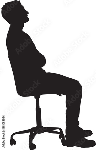 vector; silhouette of side view of a man sitting on chair