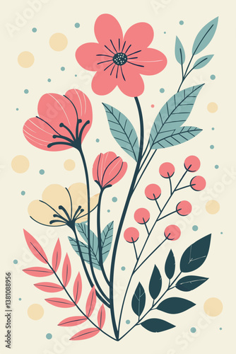 A beautifully arranged floral border design featuring delicate flowers and leaves along the edges of a 3x4 paper sheet. The center remains blank, ideal for invitations, greeting cards, and creative pr