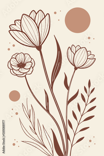 A beautifully arranged floral border design featuring delicate flowers and leaves along the edges of a 3x4 paper sheet. The center remains blank, ideal for invitations, greeting cards, and creative pr