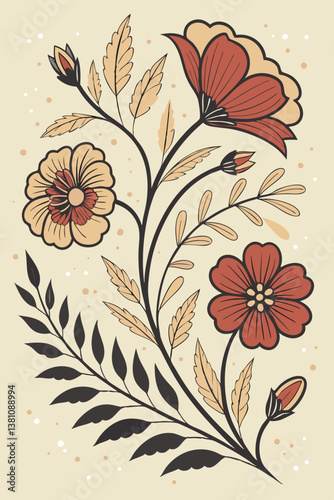 A beautifully arranged floral border design featuring delicate flowers and leaves along the edges of a 3x4 paper sheet. The center remains blank, ideal for invitations, greeting cards, and creative pr