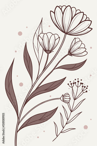 A beautifully arranged floral border design featuring delicate flowers and leaves along the edges of a 3x4 paper sheet. The center remains blank, ideal for invitations, greeting cards, and creative pr
