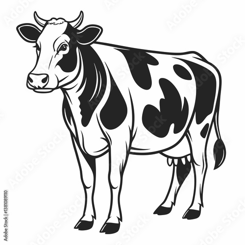 black and white cow