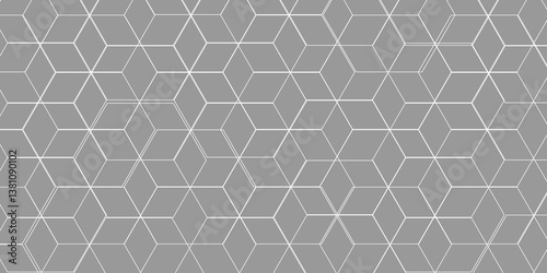White hexagon seamless geometric polygonal pattern abstract monochrome element modern vector illustrator design in gray background used as wallpaper, business card, banner, poster etc.         