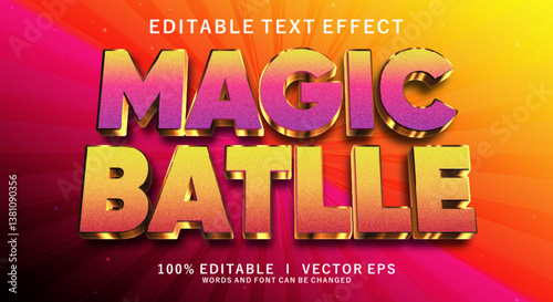 Magic battle editable text style effect with purple color