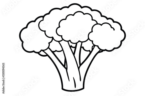 Vector illustration of broccoli isolated on white background. Healthy food or vegan and vegetarian theme. Fresh organic farm vegetables.