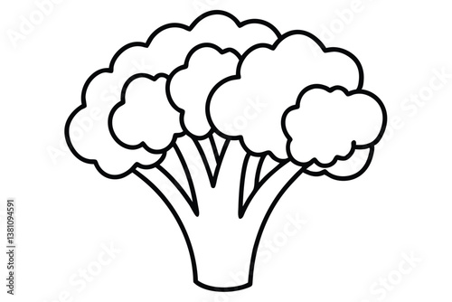 Vector illustration of broccoli isolated on white background. Healthy food or vegan and vegetarian theme. Fresh organic farm vegetables.