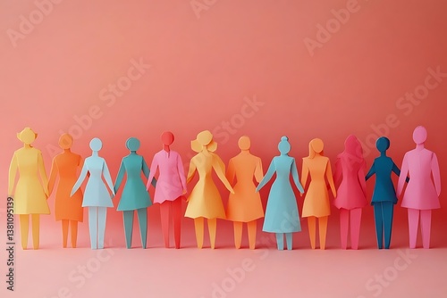 Colorful Women Holding Hands Friendship Support