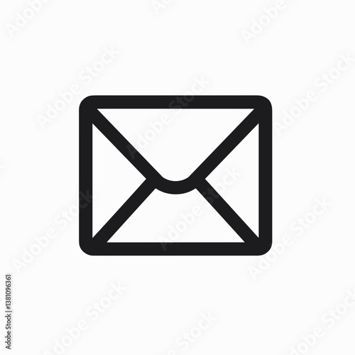Simple Black Envelope Icon on White Background  