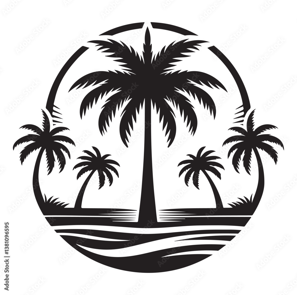Palm tree silhouettes vector illustration. Palm tree silhouettes vector illustration.