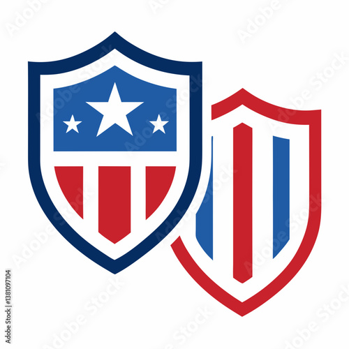 Fourth of July vector shields with contemporary designs. Great for creative projects and graphic design.