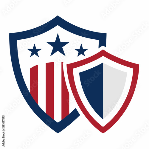 Premium vector shields with USA flag patterns, ideal for Independence Day graphics and patriotic designs.