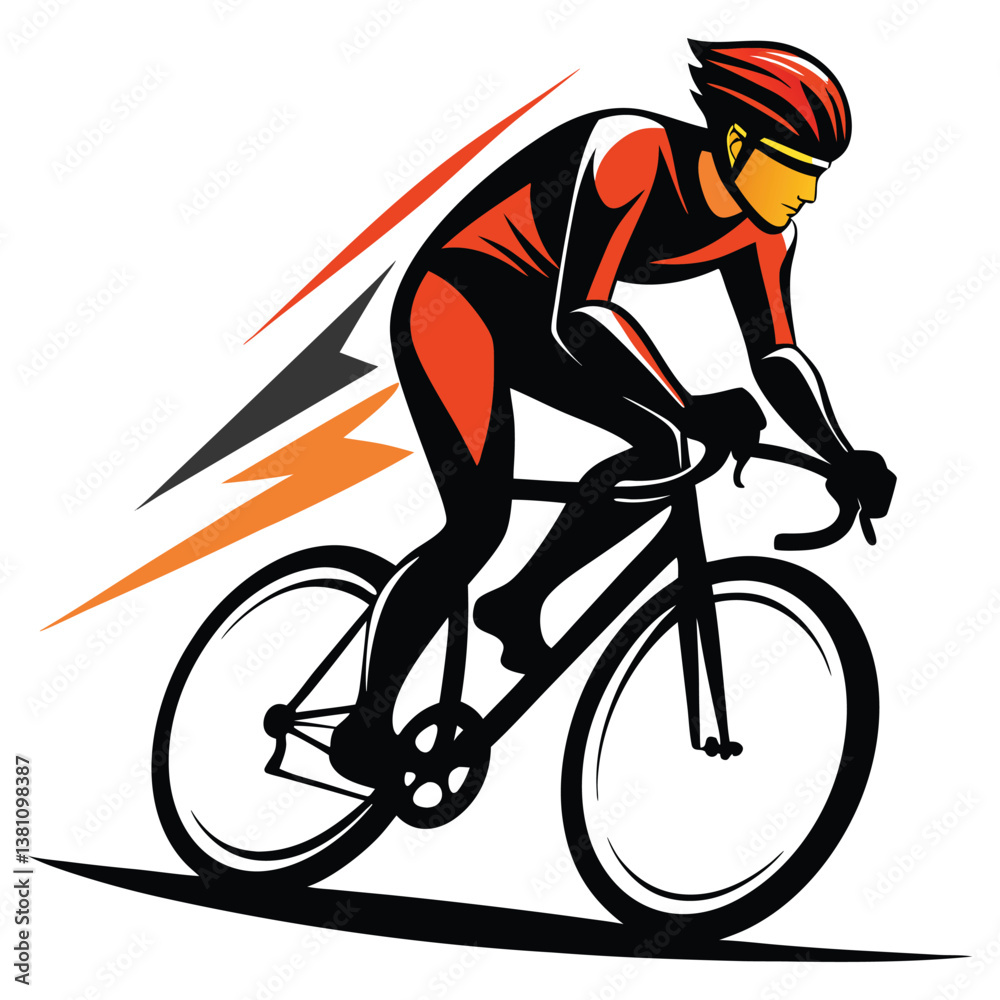 Fototapeta premium cycling racer silhouette on white background