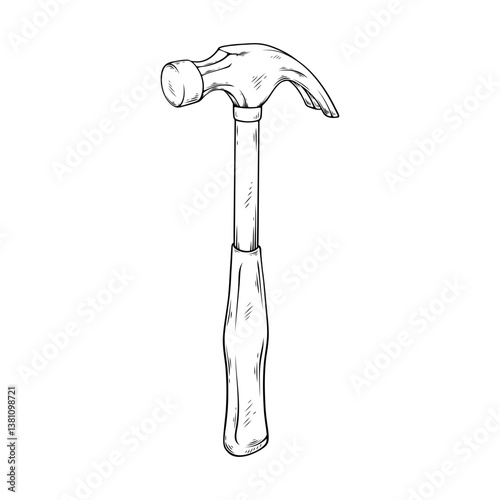 vector line art drawing illustration of a hammer