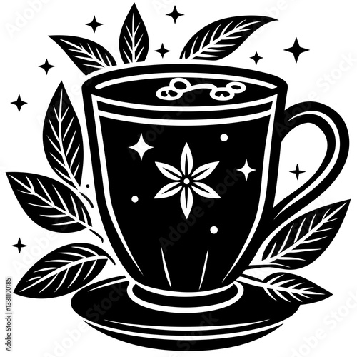 cup of tea with flowers