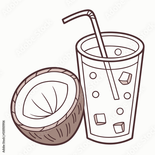 coconut cocktail on white background