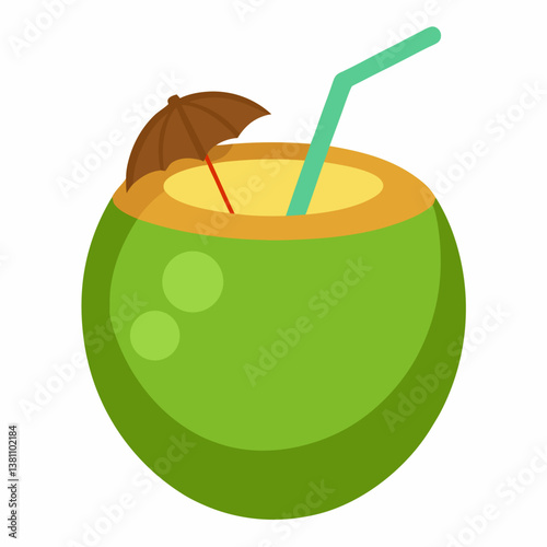 coconut cocktail with straw