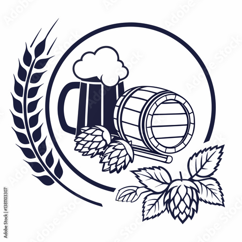 glass of beer and hop