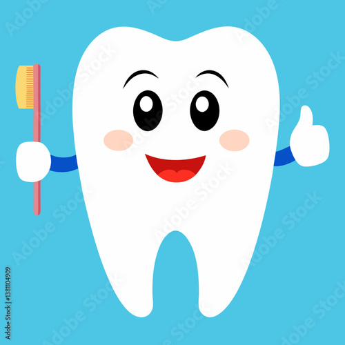 tooth with toothbrush