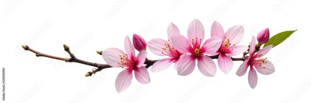 Single branch with flowers isolated on white background, flower, petals Single branch with flowers isolated on white background, flower, petals