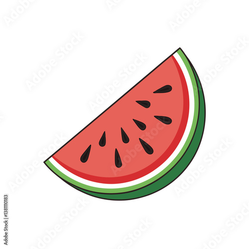 Slice of watermelon Vector silhouette isolated on a white background