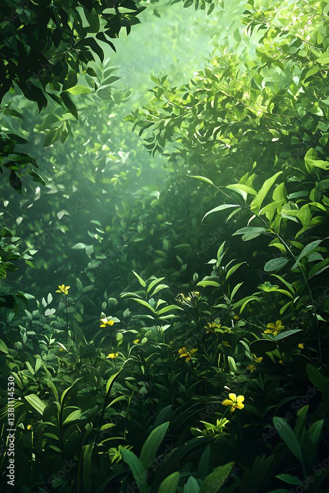 Vibrant Wilderness: A Harmonious Tapestry of Lush Greenery and Colorful Blossoms in Nature's Embrace Vibrant Wilderness: A Harmonious Tapestry of Lush Greenery and Colorful Blossoms in Nature's Embrace