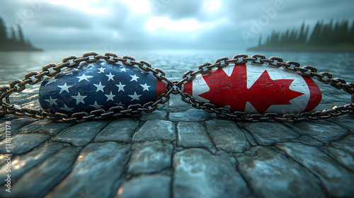 Trade relations between the United States and Canada, reflecting the international economic situation and cross-border dynamics.
