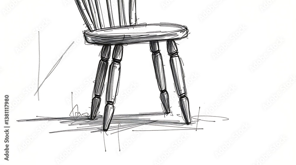 Sketch of a Wooden Chair Design Sketch of a Wooden Chair Design