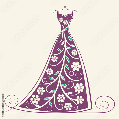 wedding dress with flowers