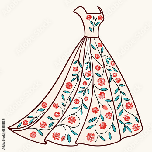 wedding dress with flowers