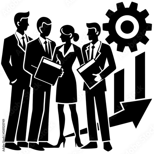 A high-quality vector illustration showcasing a business planning team, ideal for AI graphics design projects, presentations, and digital products.