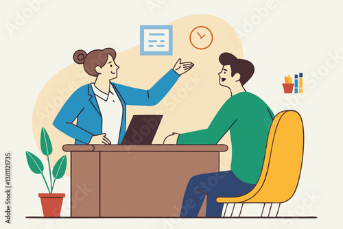 Job interview, business discussion meeting or recruitment manager, candidate answer question or career development, communication or hiring concept, business people answer question in job interview.